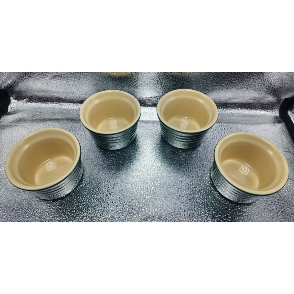 Le Creuset Stoneware Green Ramekins Sauce/Condiments Bowl (4) READ LISTING!!! - Picture 2 of 16